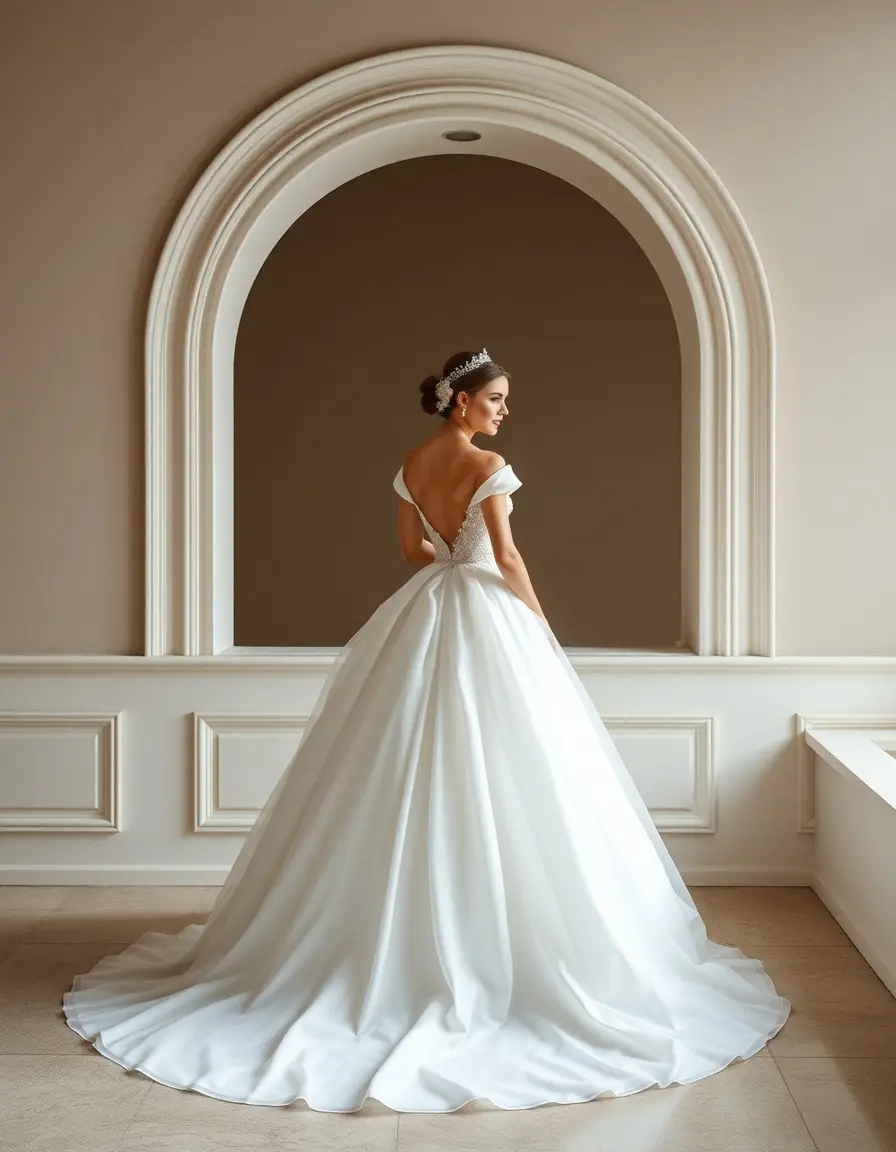Robe de mariée princesse moderne et minimaliste