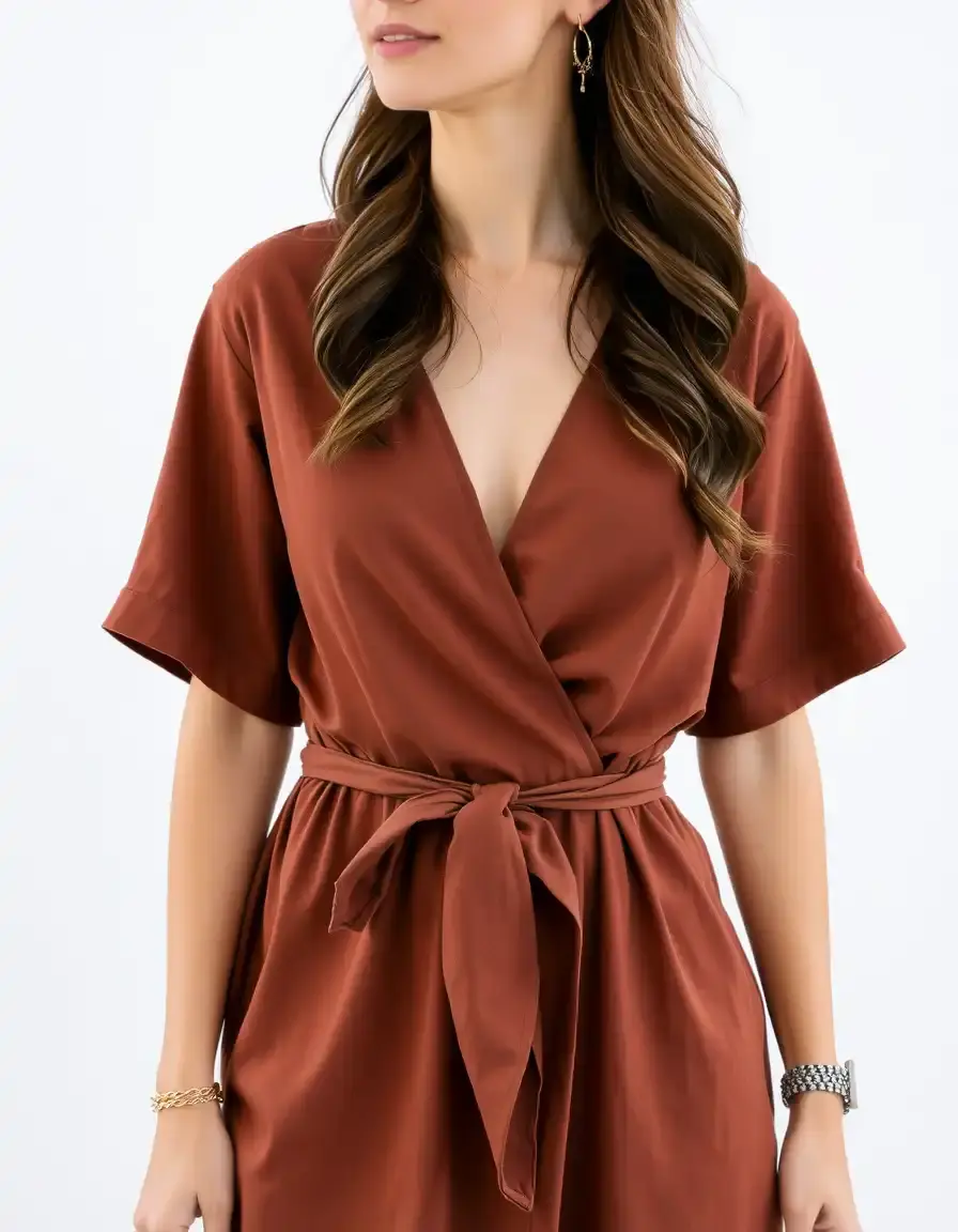 Brown Wrap Dress - Robe portefeuille marron