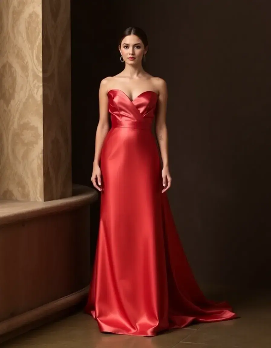 Robe longue en satin pour mère de la mariée