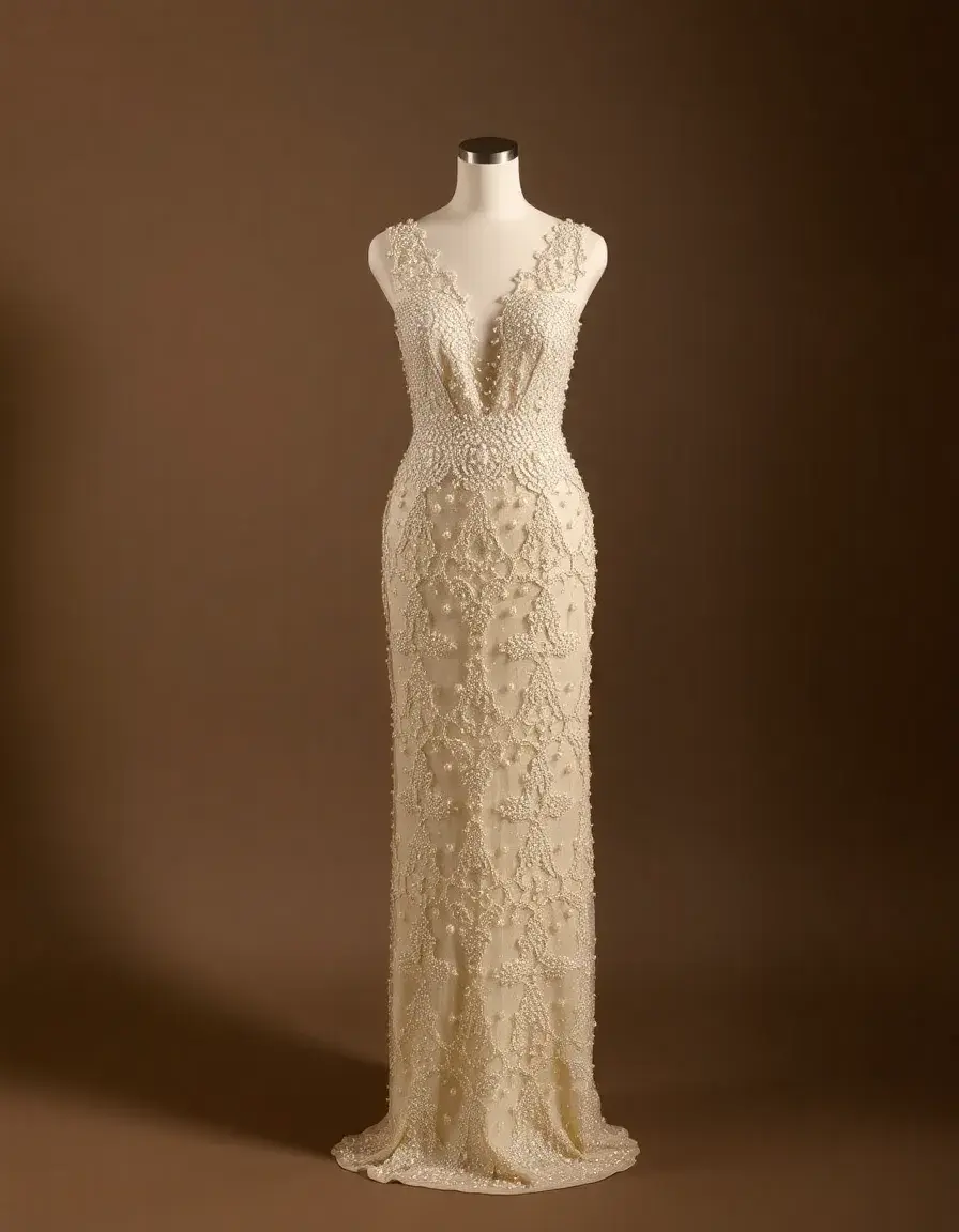 Robe de soirée perlée élégante