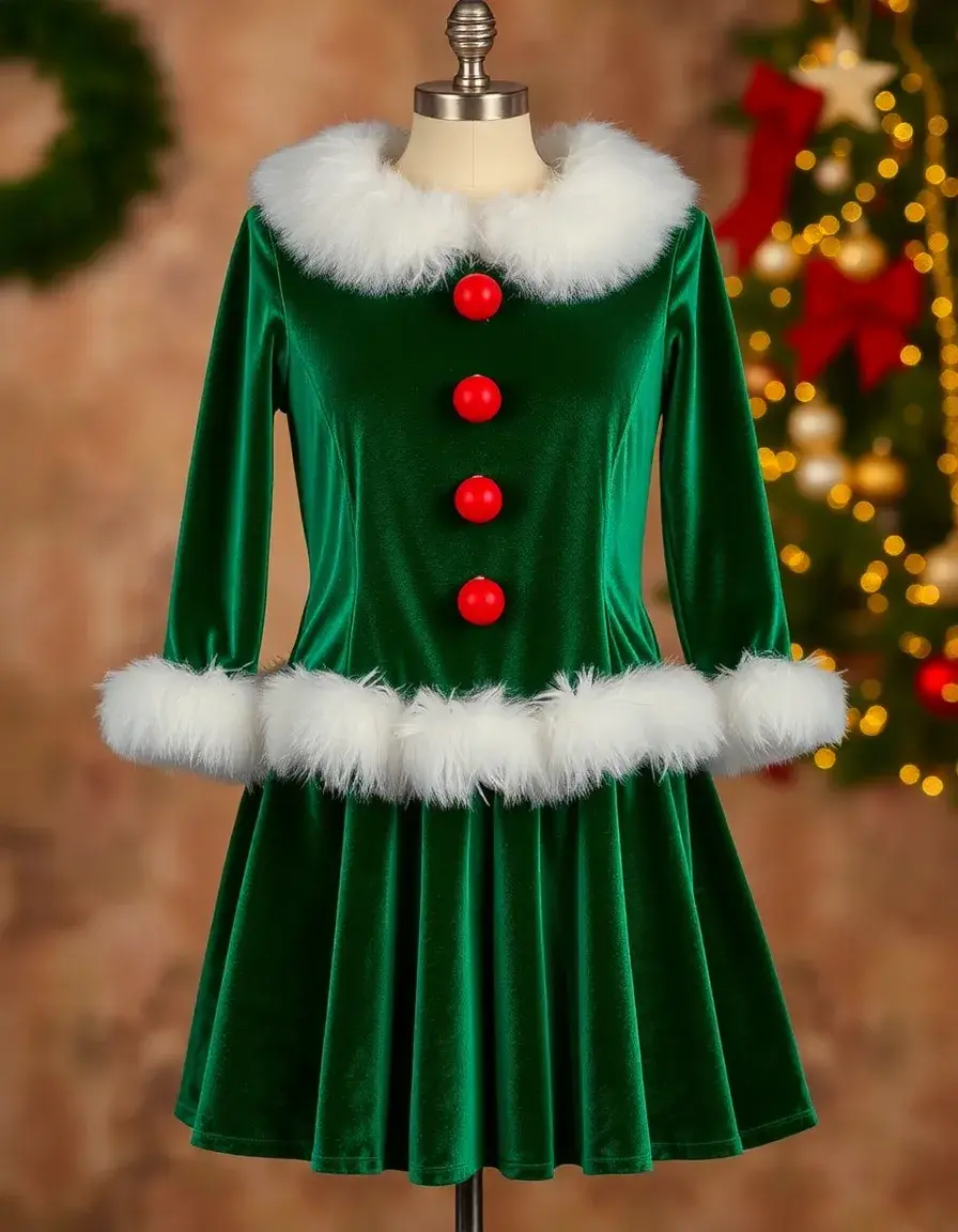 Robe noel velours vert émeraude
