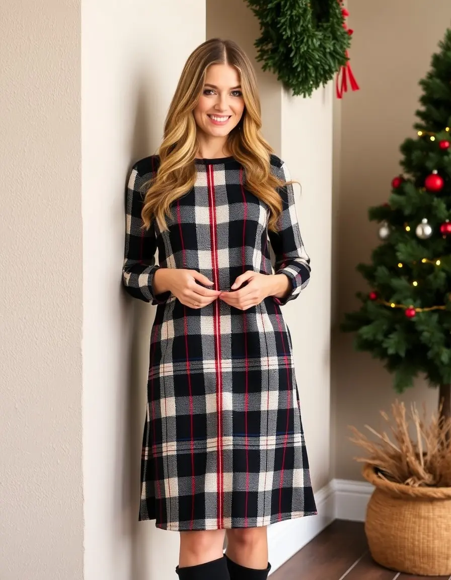 Robe noel carreaux style écossais