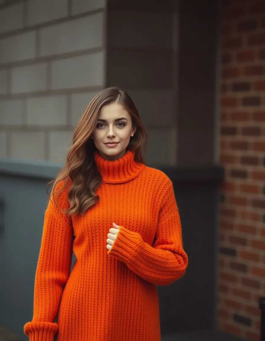 Robe en maille orange confortable et chic
