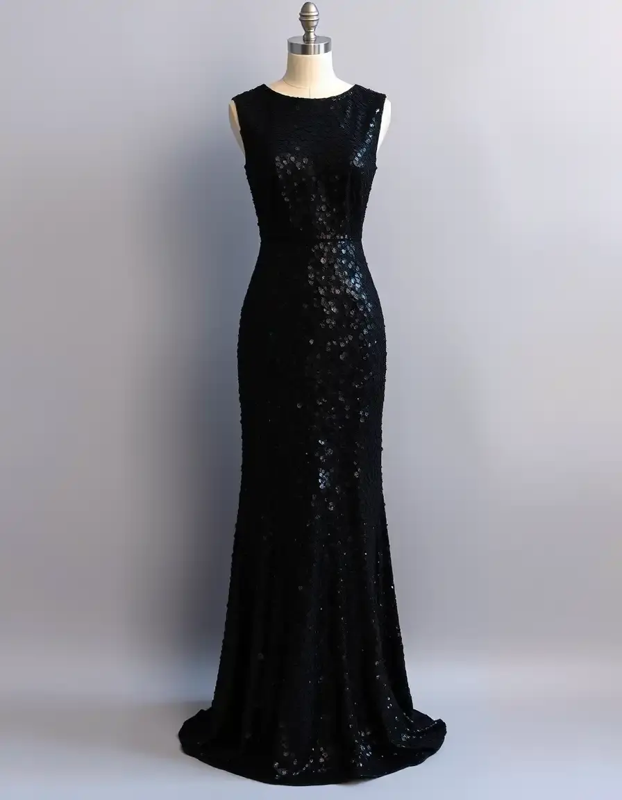 Robe paillette femme noire longue élégante