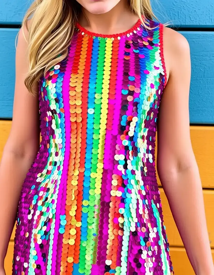 Robe paillette femme arc-en-ciel multicolore