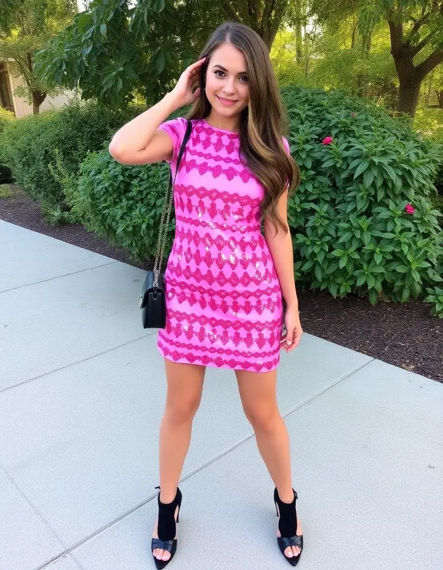 Robe paillette femme rose mini
