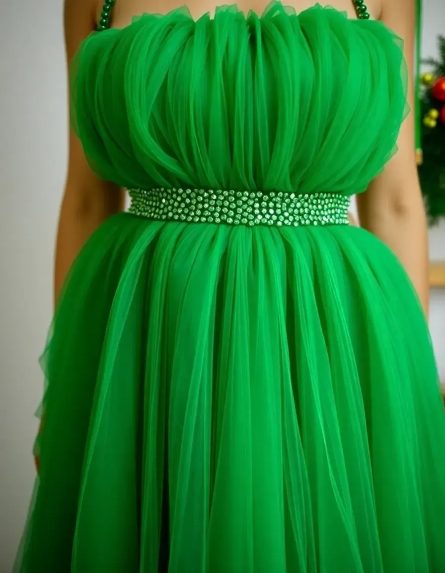 Robe paillette femme verte festive
