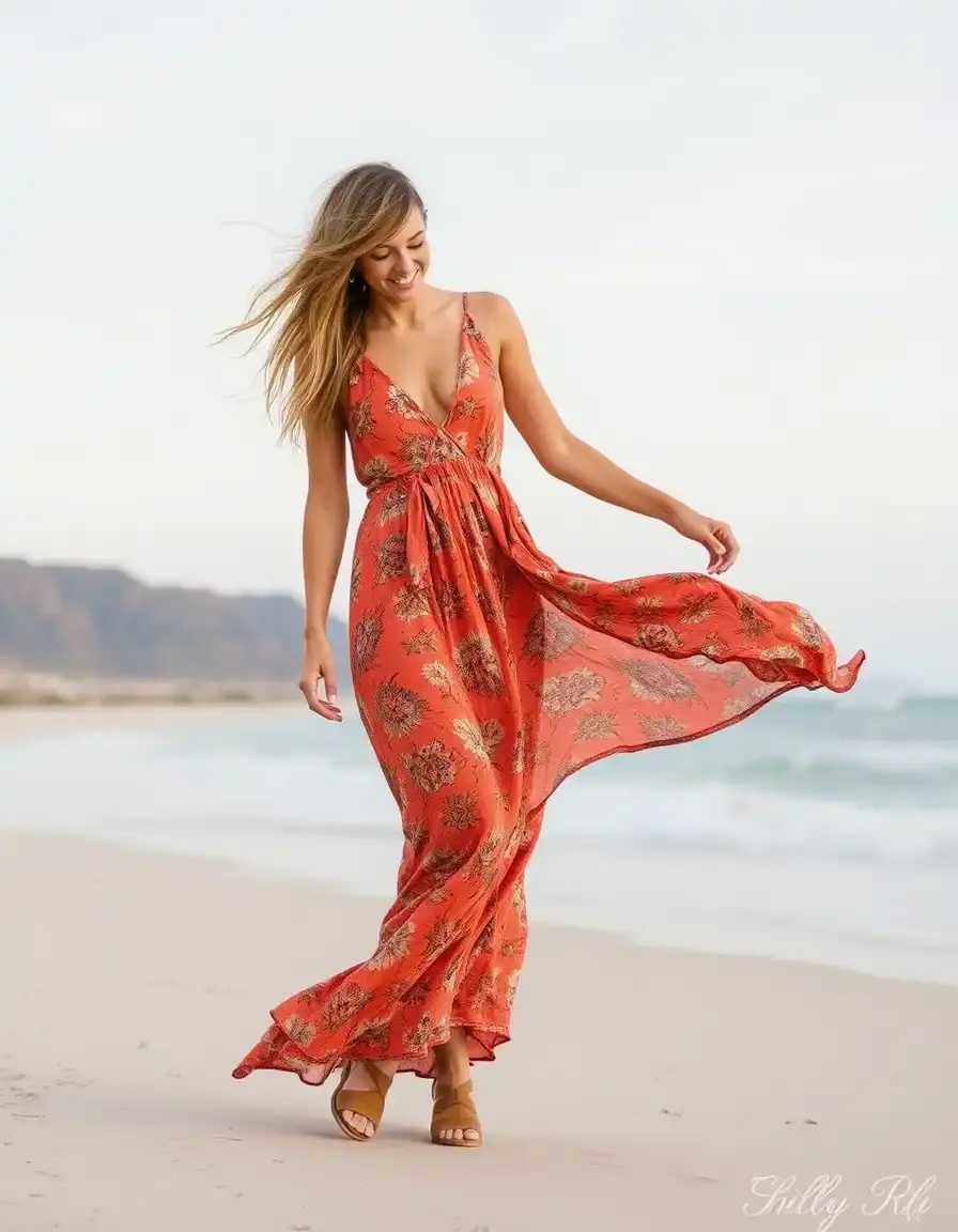 Robe longue portefeuille bohème fluide