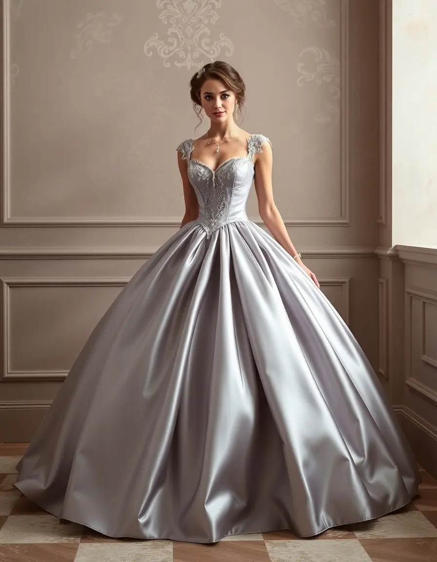 Satin Princess Ball Gown en satin élégant
