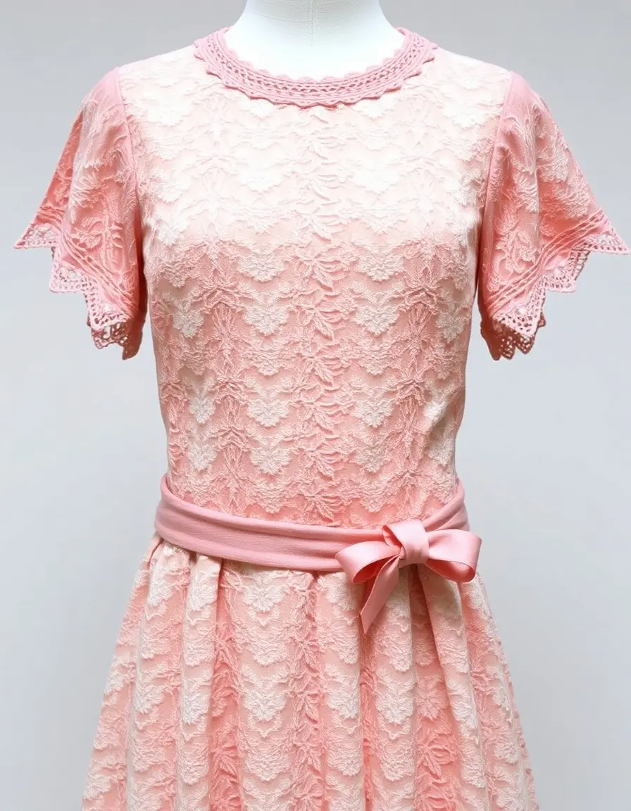 Robe rose poudré en dentelle délicate