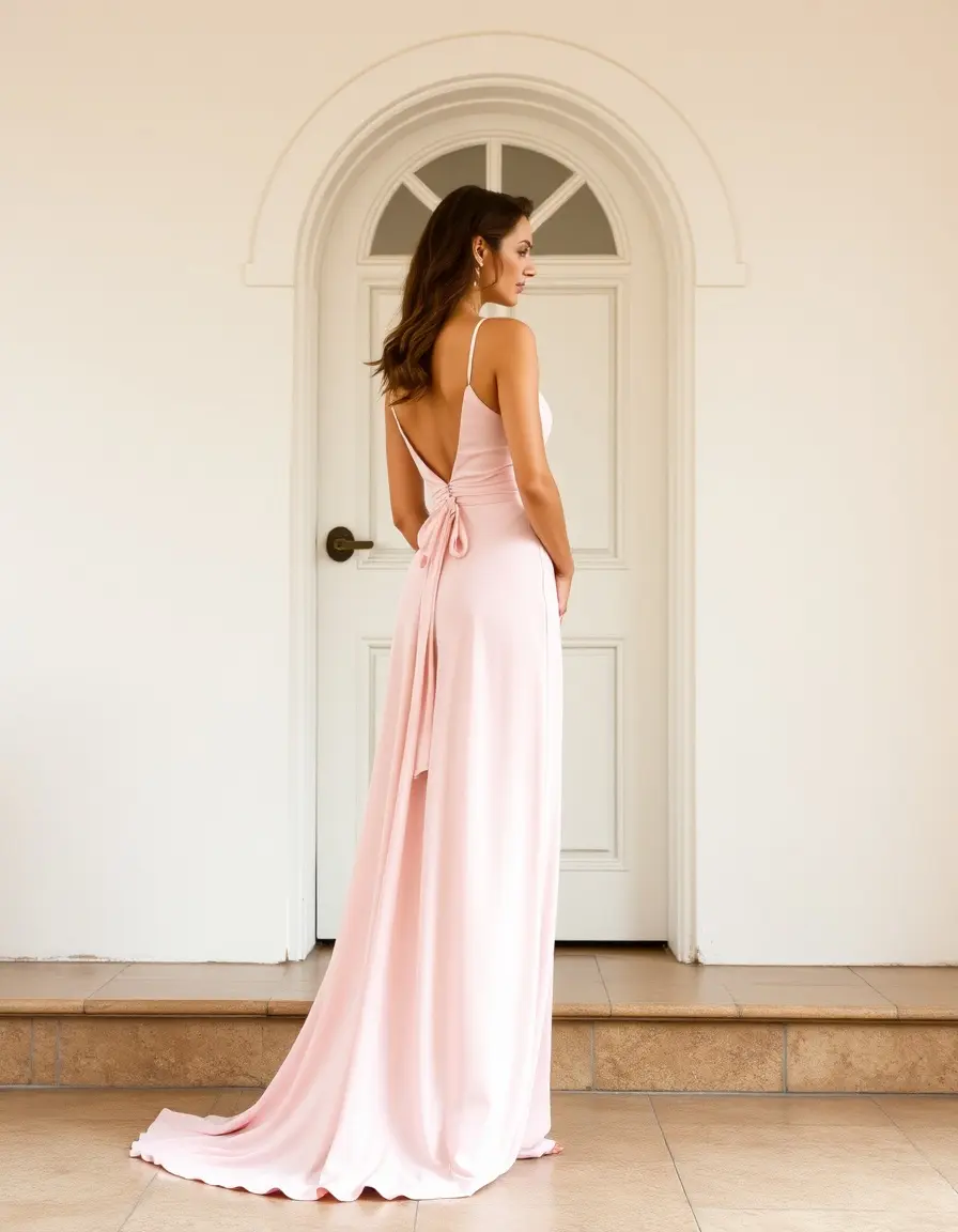 Robe maxi rose poudré élégante