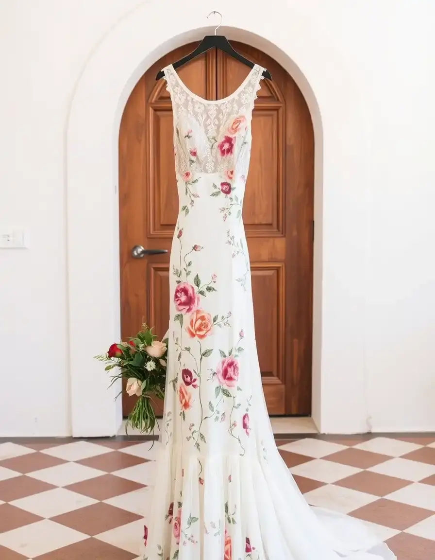 Robe de mariée bohème broderie florale