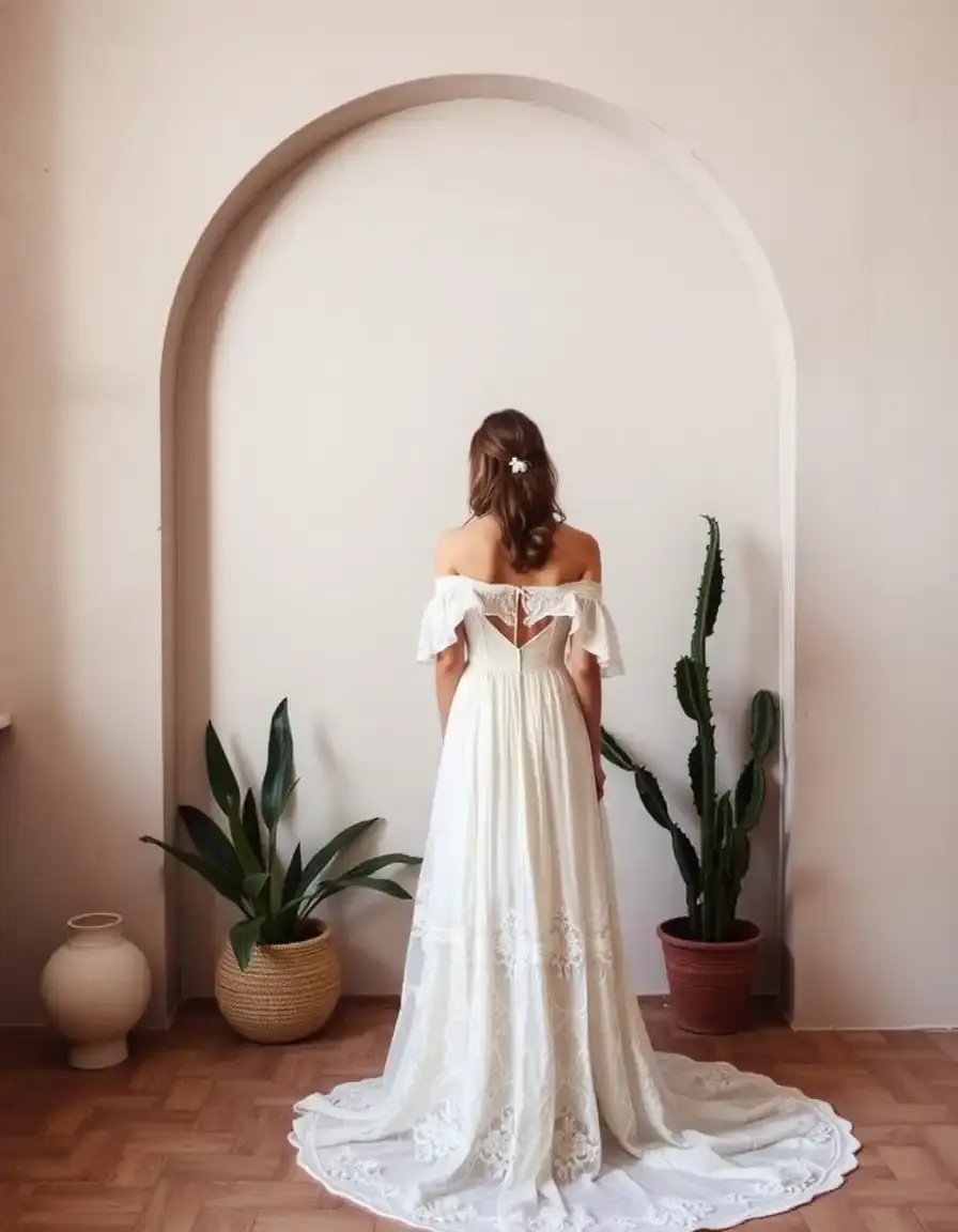 Robe de mariée bohème épaules dénudées