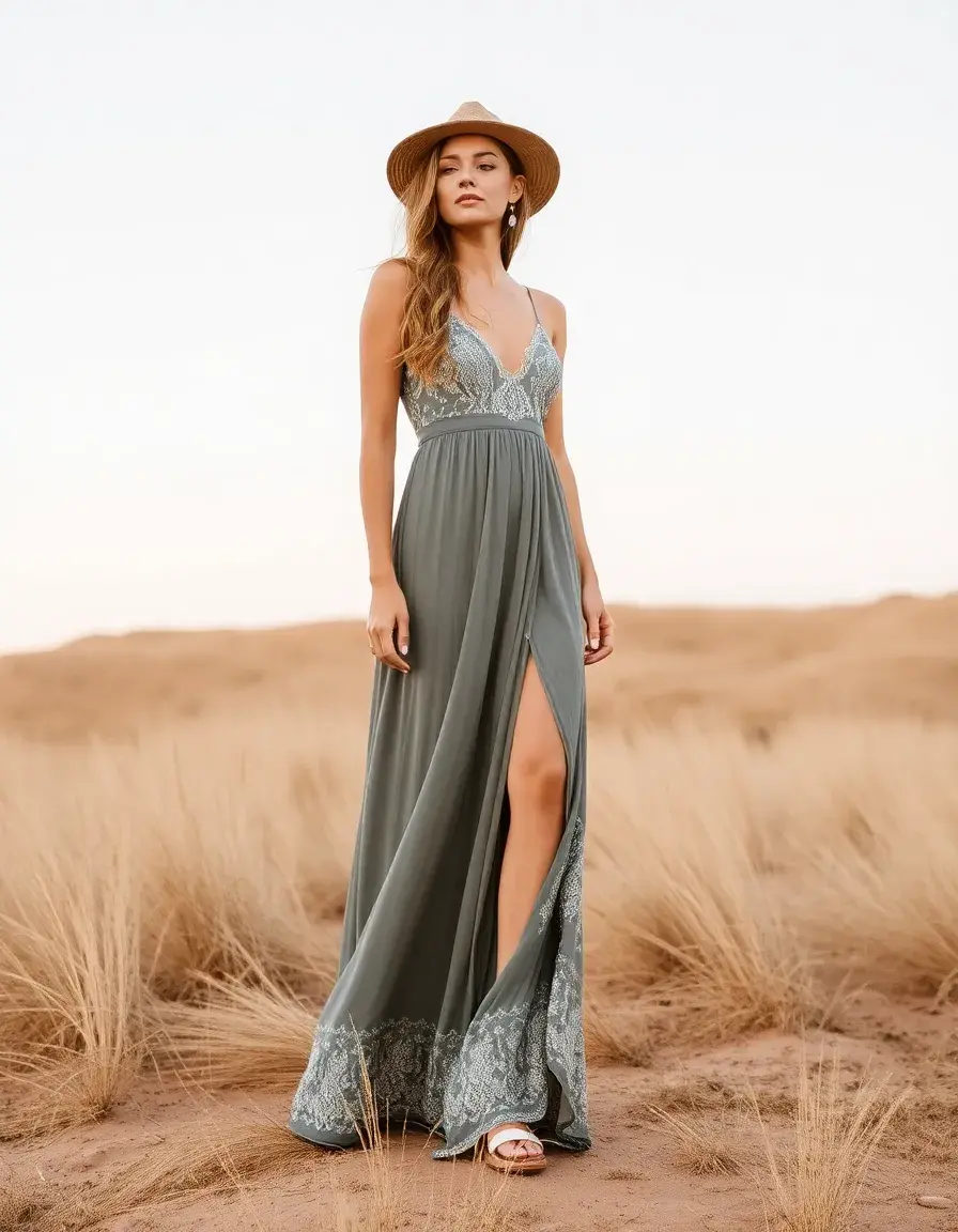 Robe de mariée maxi bohème avec fentes