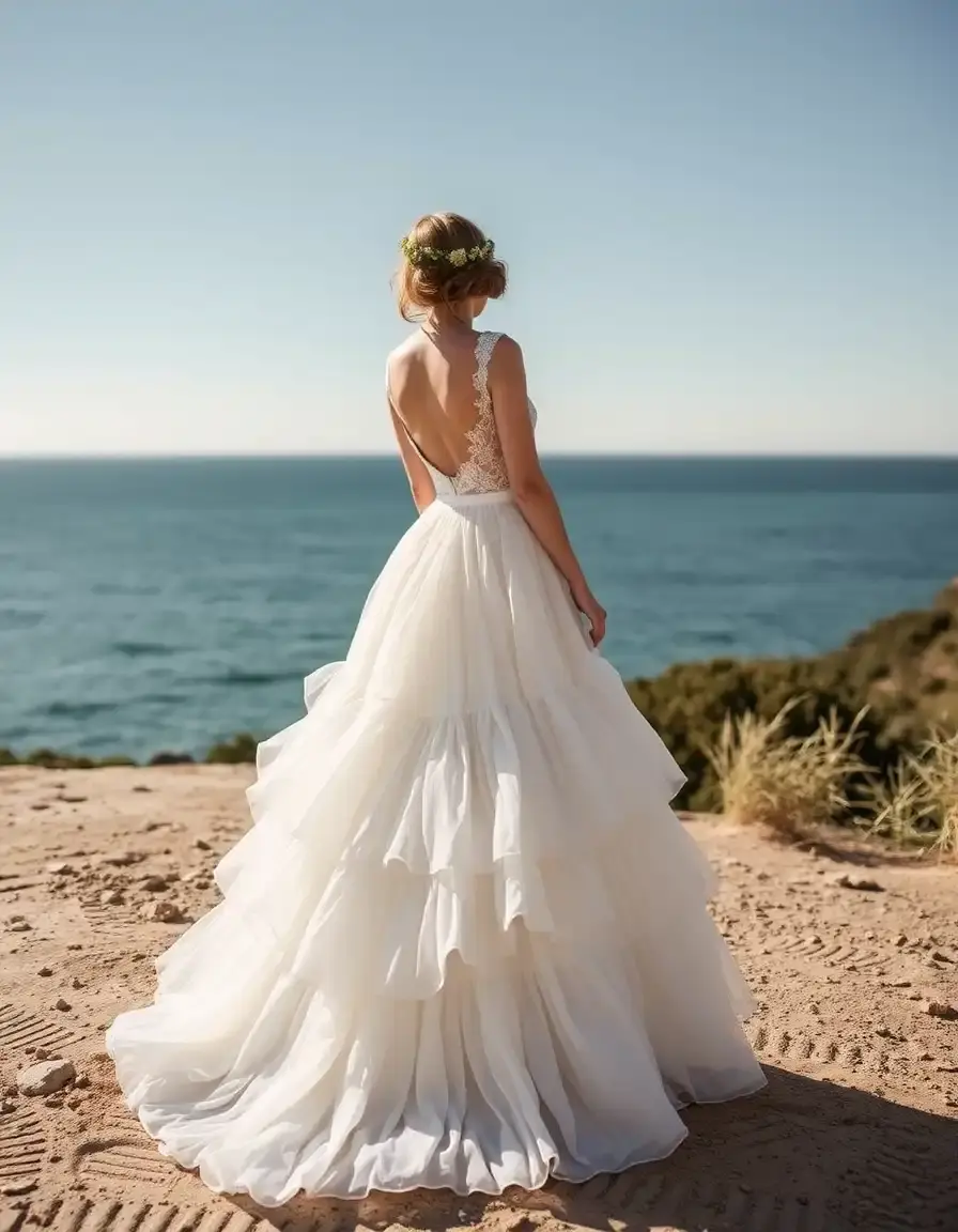 Robe de mariée bohème jupe à étages