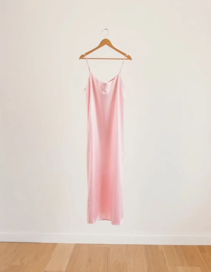 Robe satin rose type nuisette