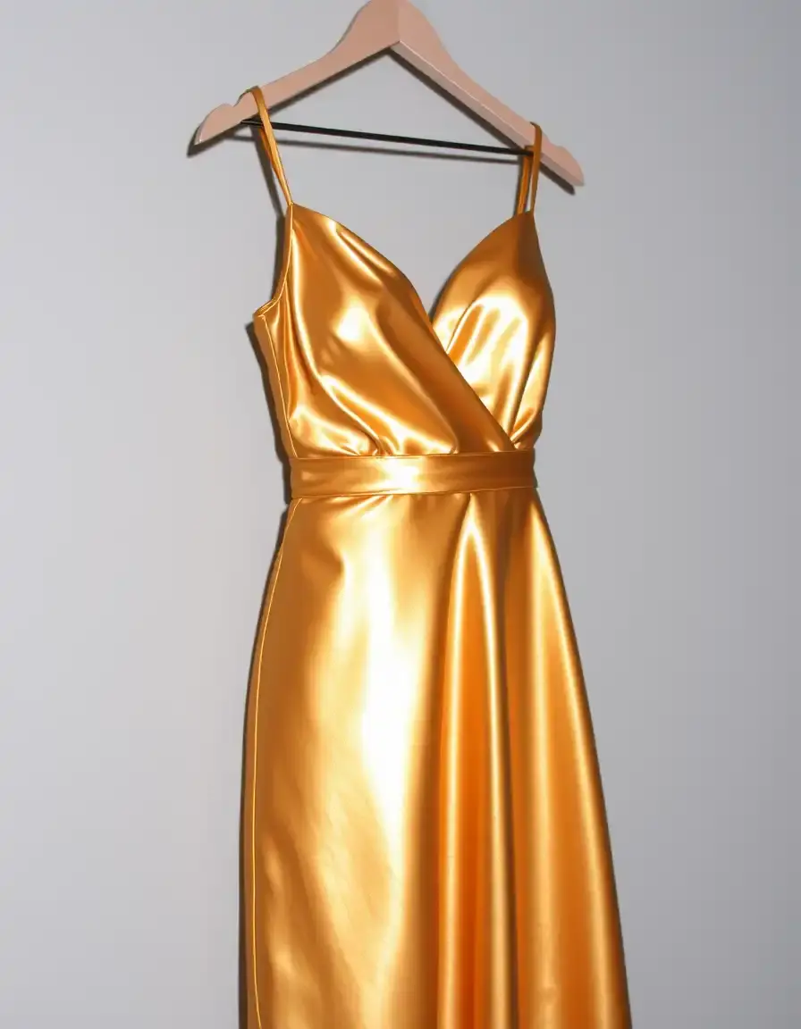 Robe satin dorée festive