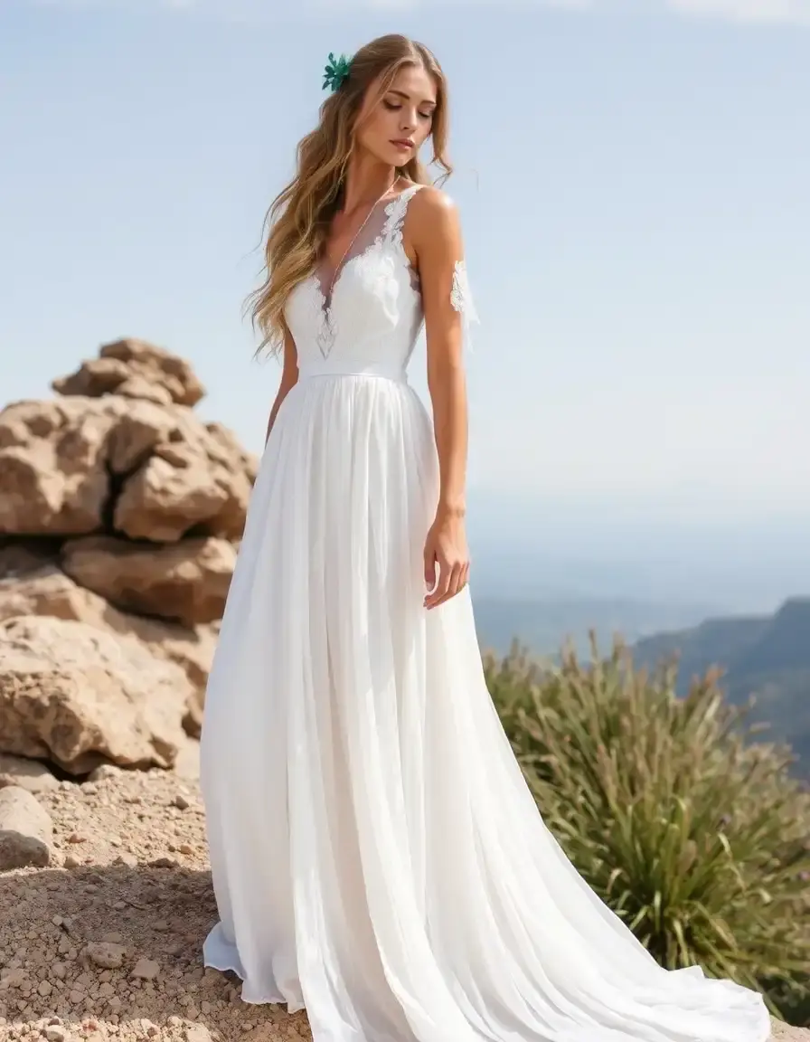 Robe de mariée bohème fluide et brodée