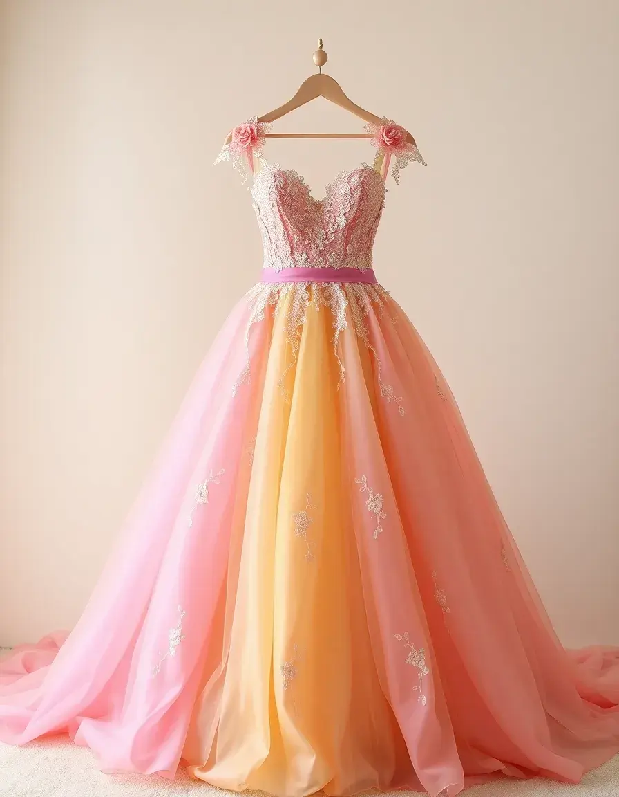Robe de mariée de couleur pastel unique