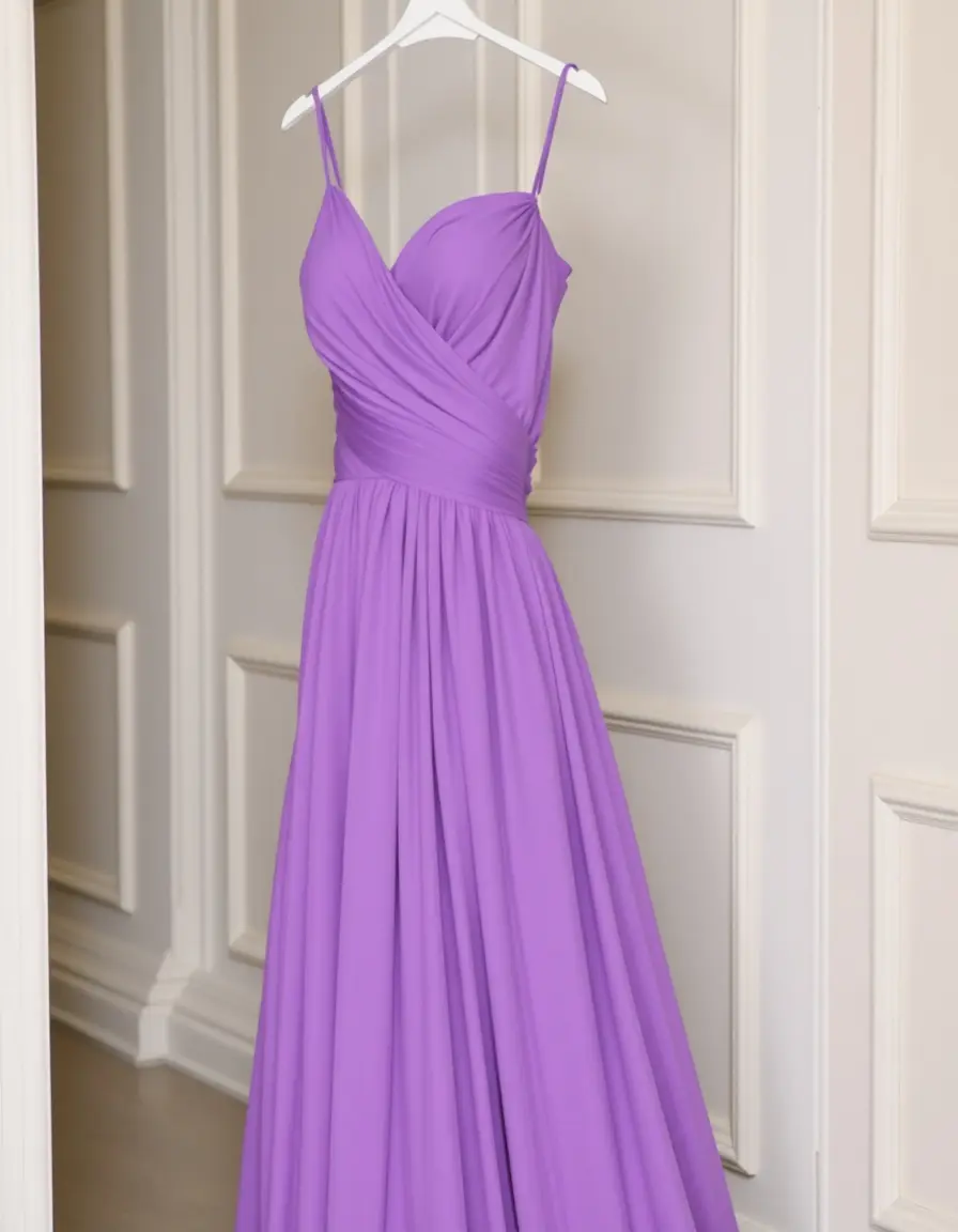Purple Evening Dress en mousseline violette fluide