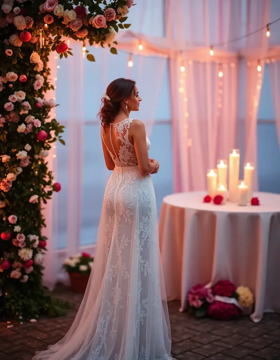 White Soirée Lace Dress en dentelle blanche romantique