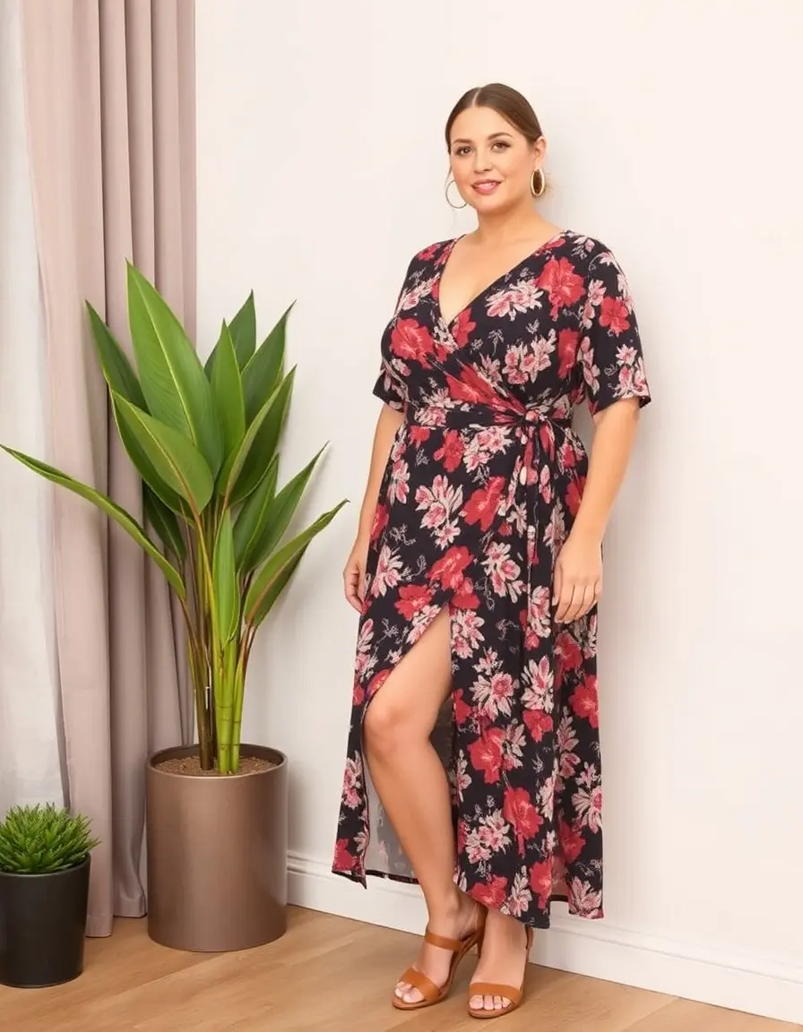 Plus Size Wrap Dress robe portefeuille