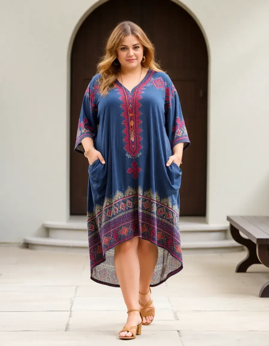 Plus Size Boho Dress robe bohème