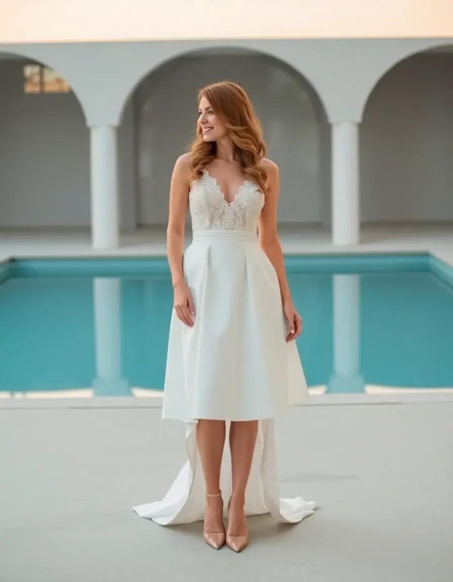 Robe de mariée courte moderne