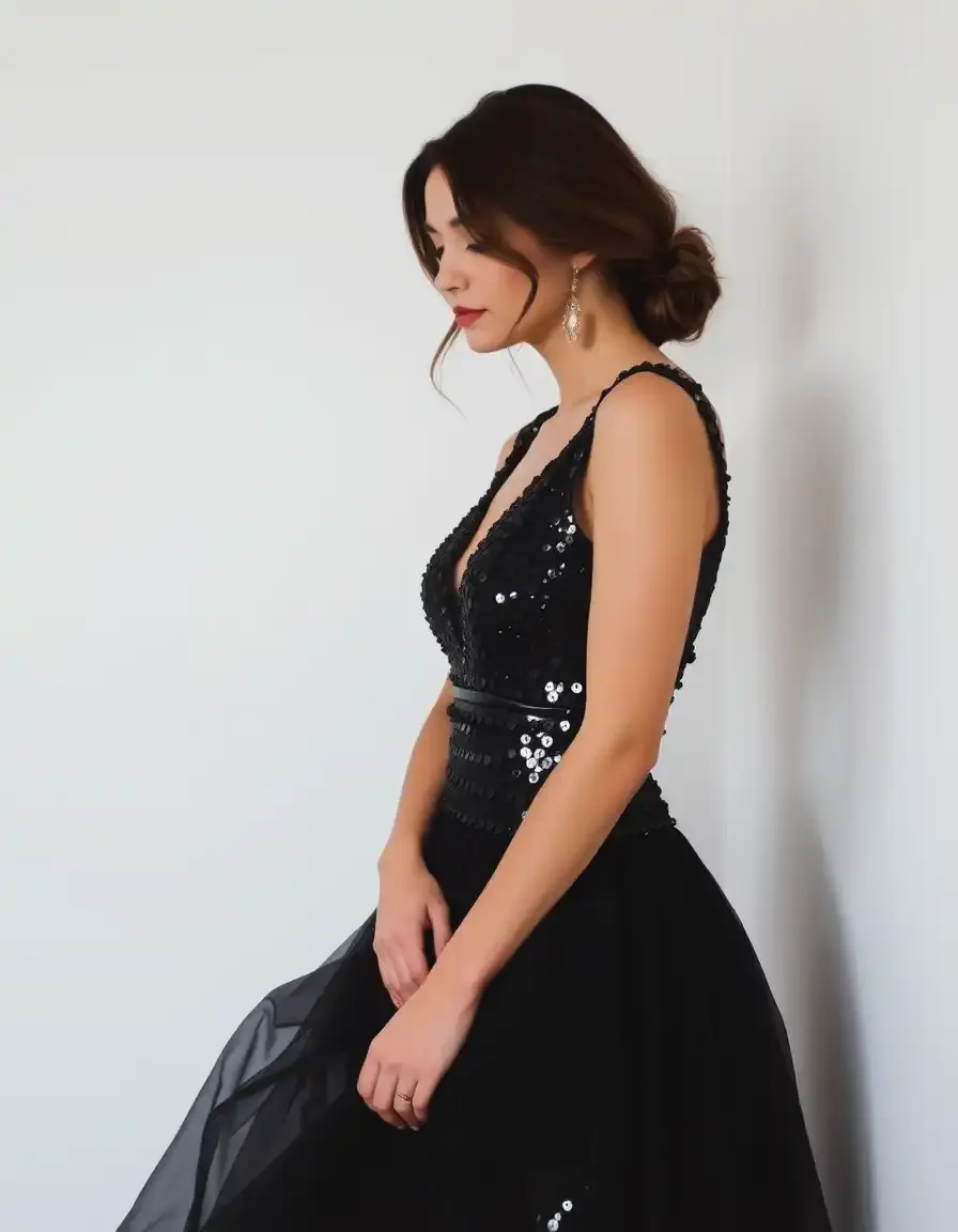 Robe noire à sequins élégante