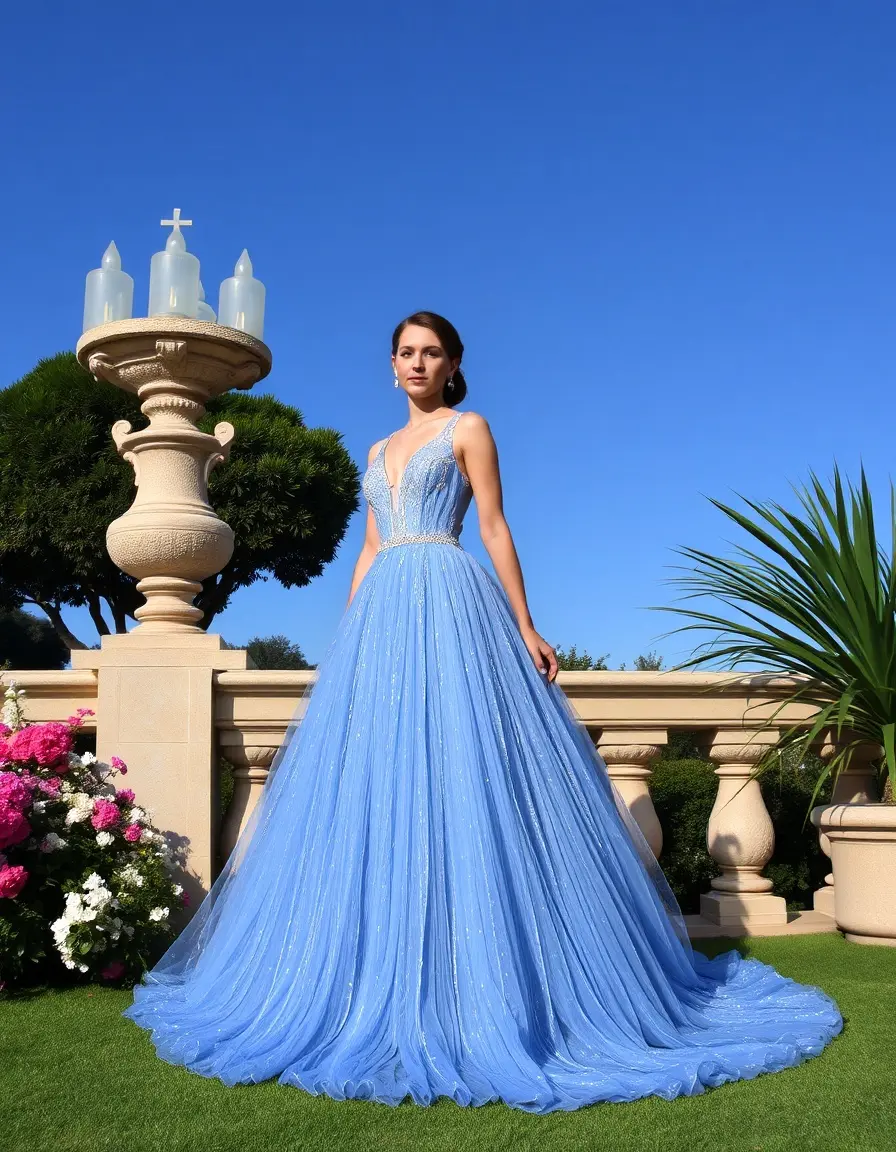 Robe longue à paillettes bleue