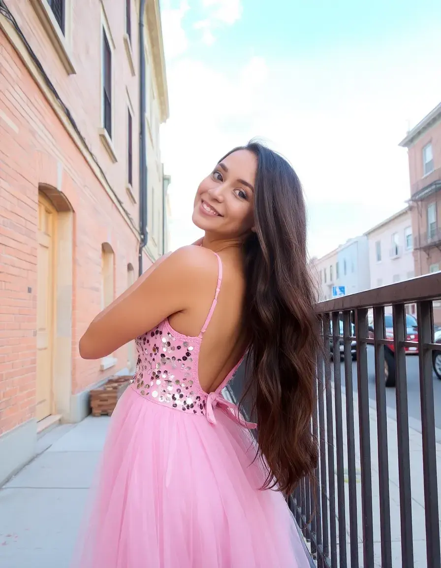 Robe rose à sequins mignonne