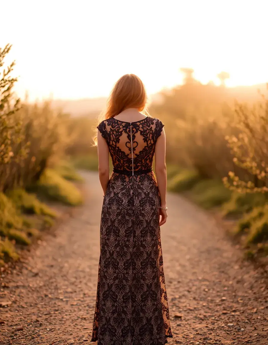 Robe anniversaire en dentelle romantique