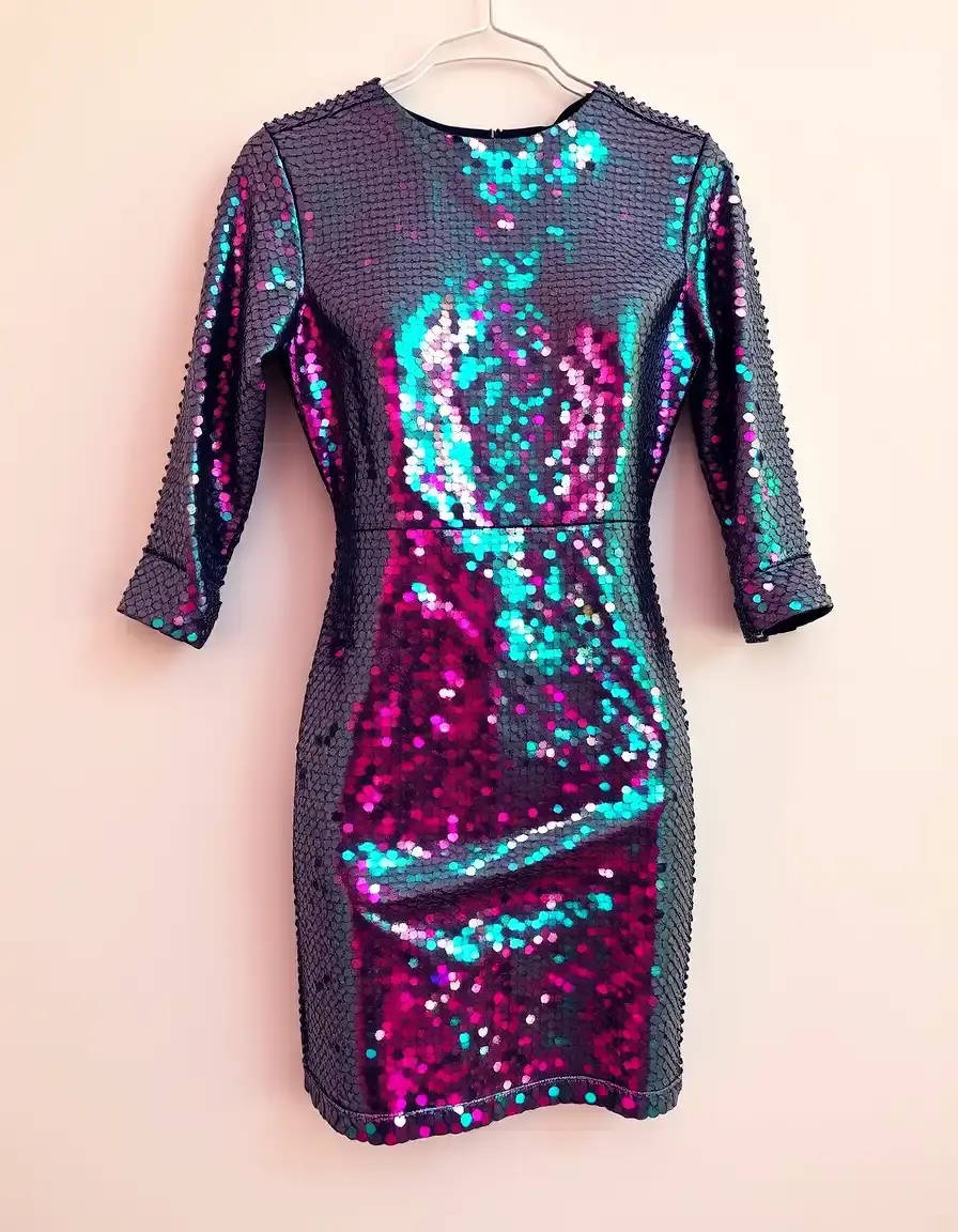 Robe de fête à paillettes asymétrique