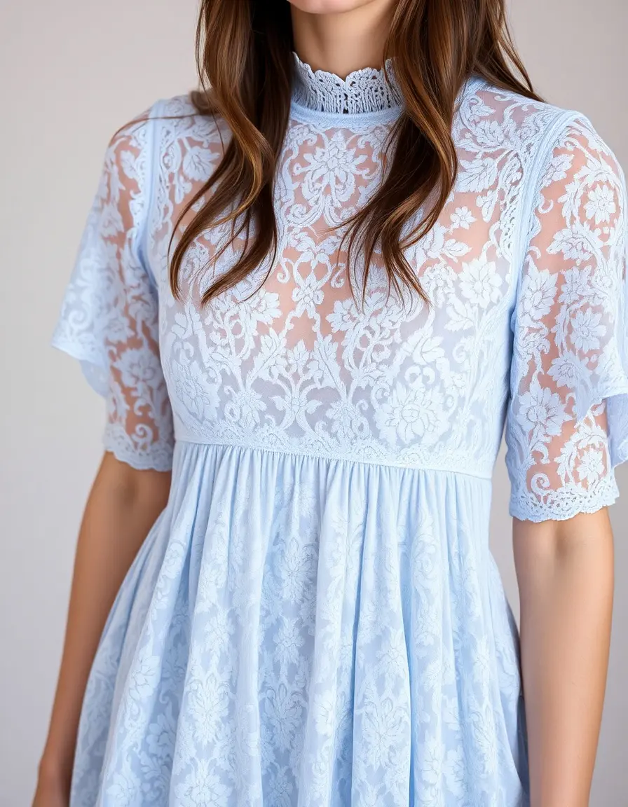 Robe en dentelle bleu ciel délicate et féminine