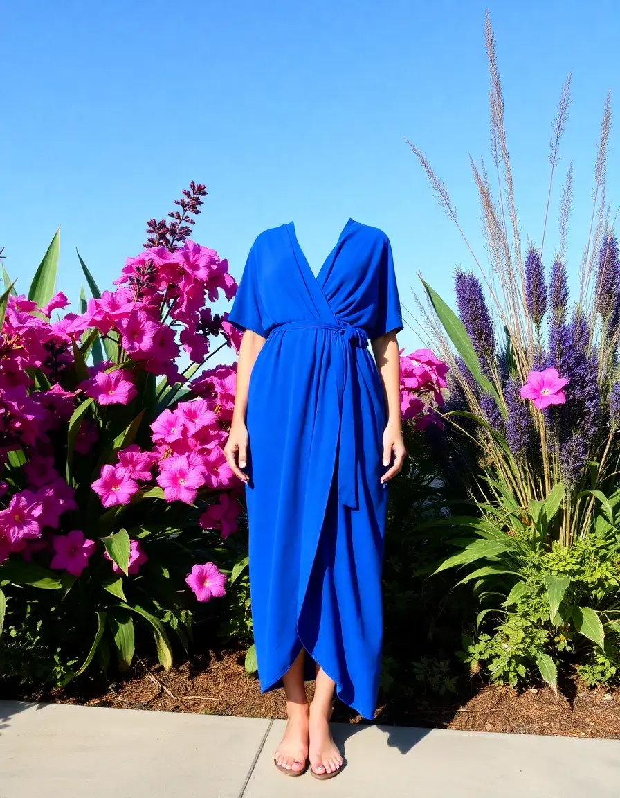 Robe portefeuille bleu cobalt flatteuse pour toutes les silhouettes