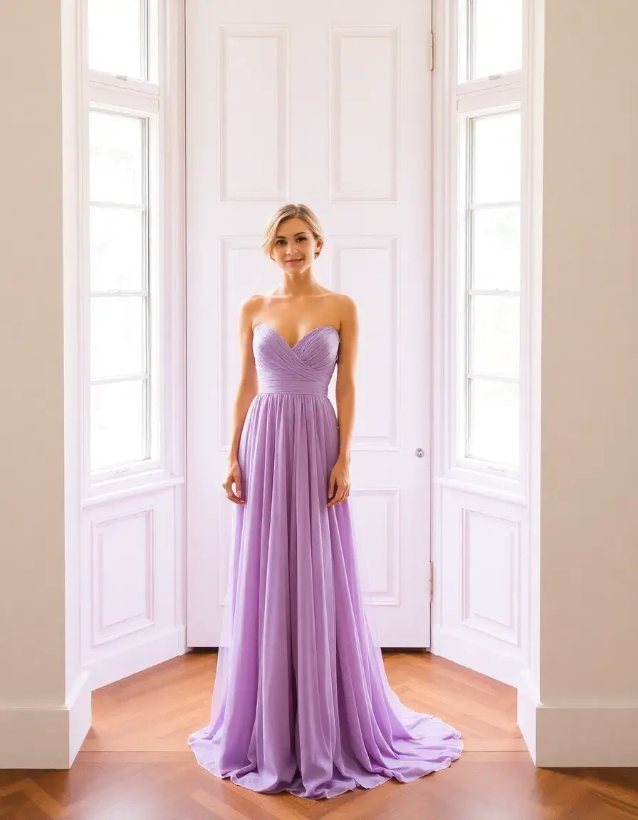 Robe demoiselle d'honneur longue lavande
