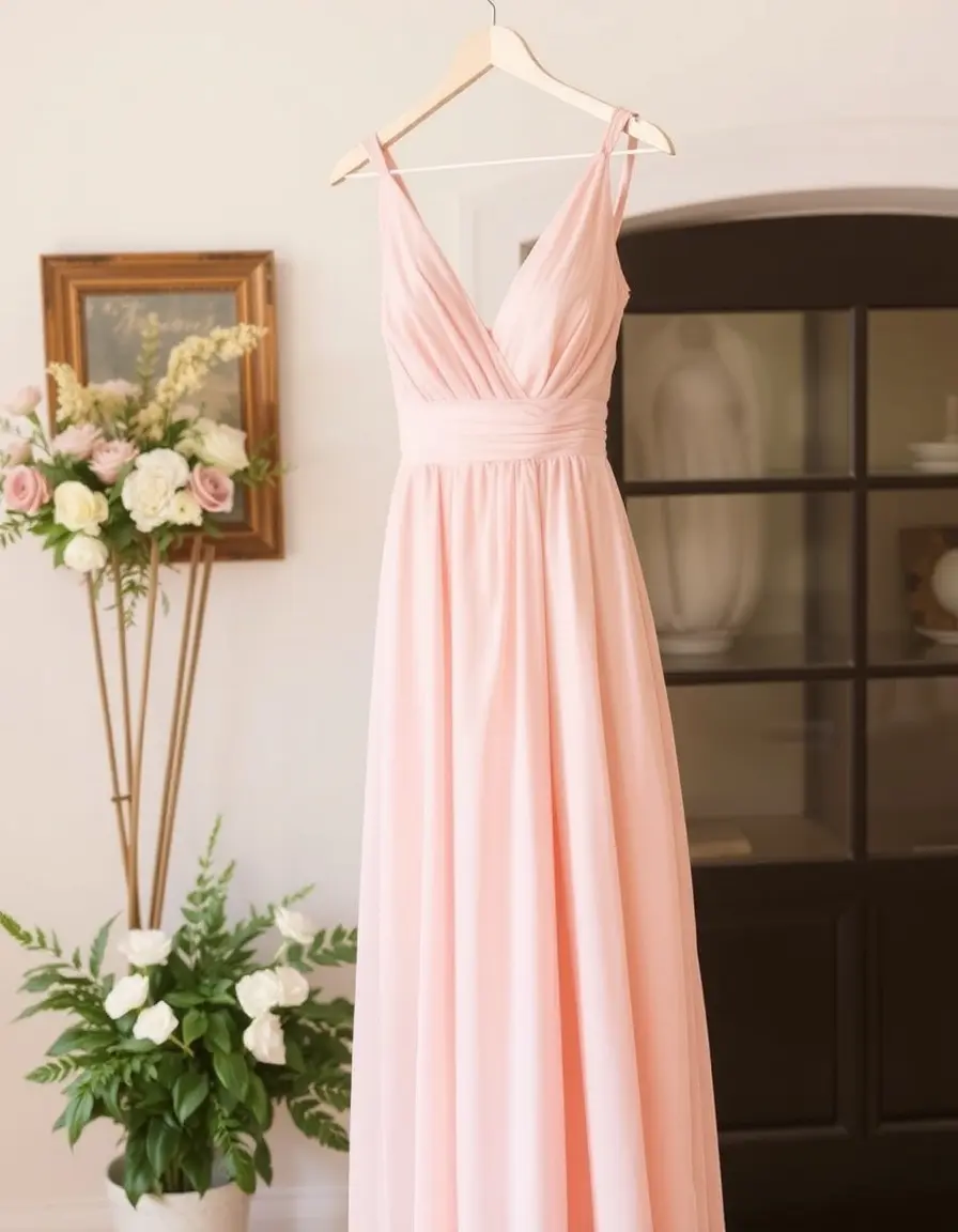 Robe A-line demoiselle d'honneur rose poudré