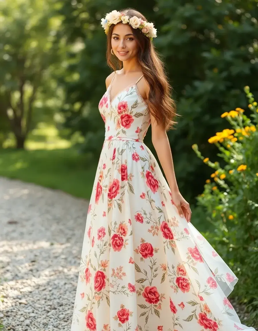 Robe bohème mariage imprimé floral
