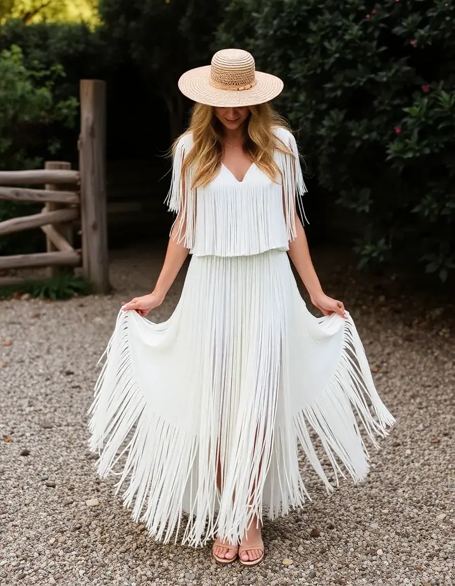 Robe bohème mariage avec franges