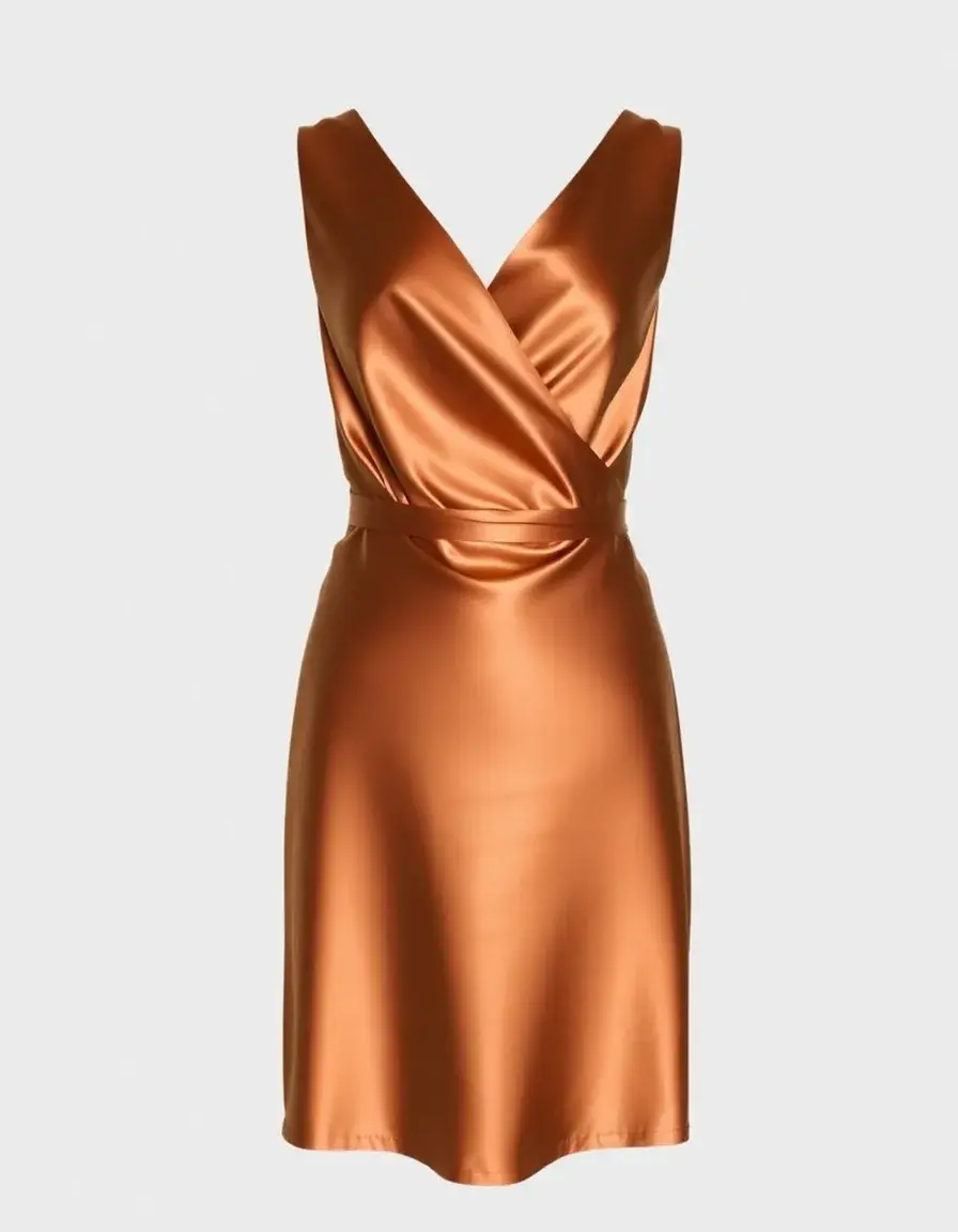 Robe cache-coeur en satin brillant