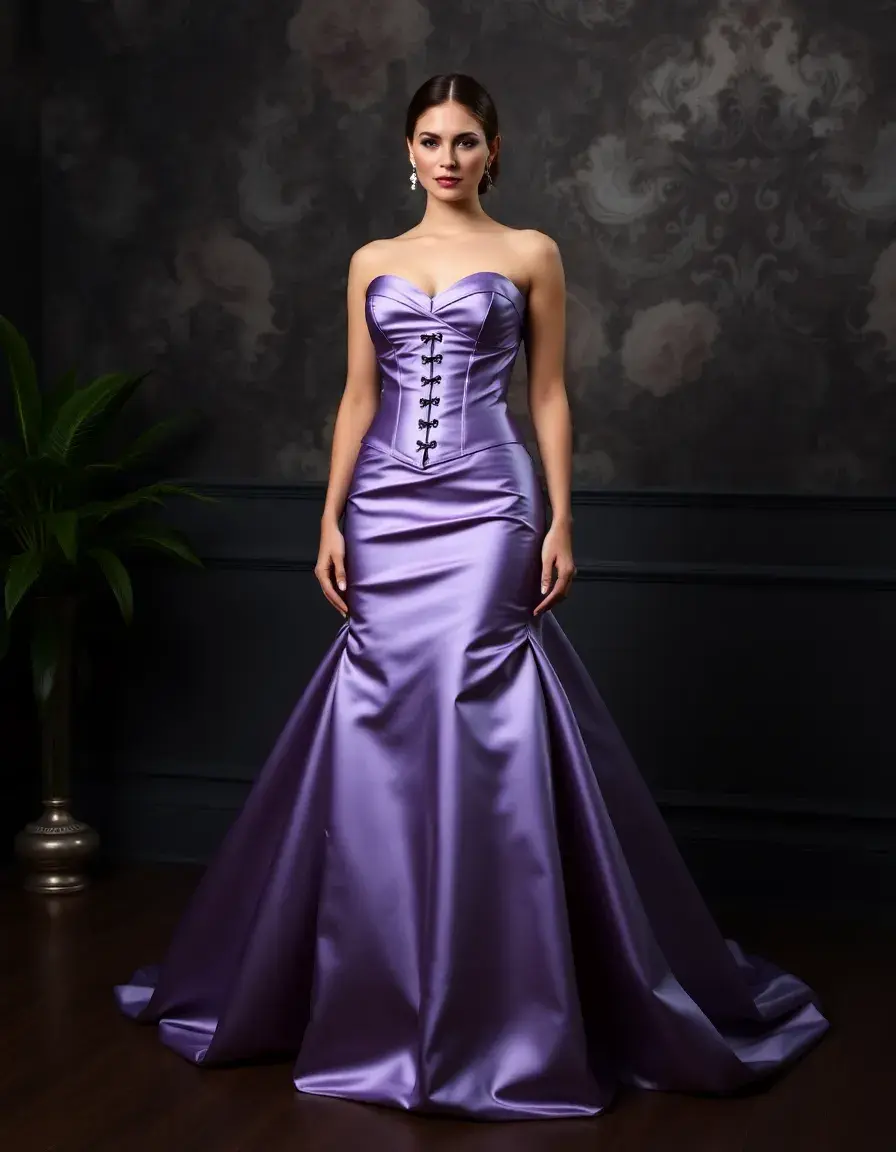 Robe de soirée en satin avec corset