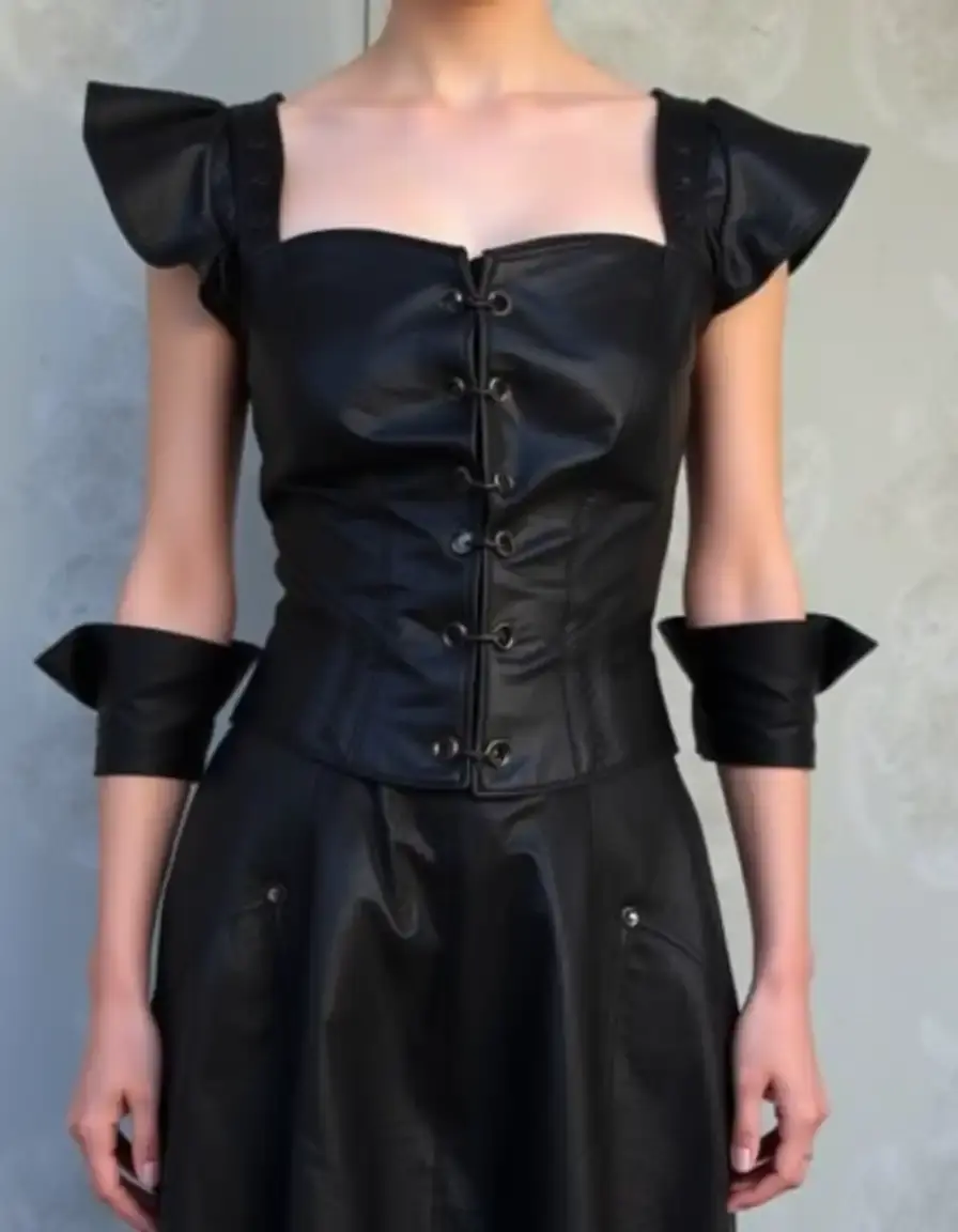 Robe corset en cuir noir audacieuse
