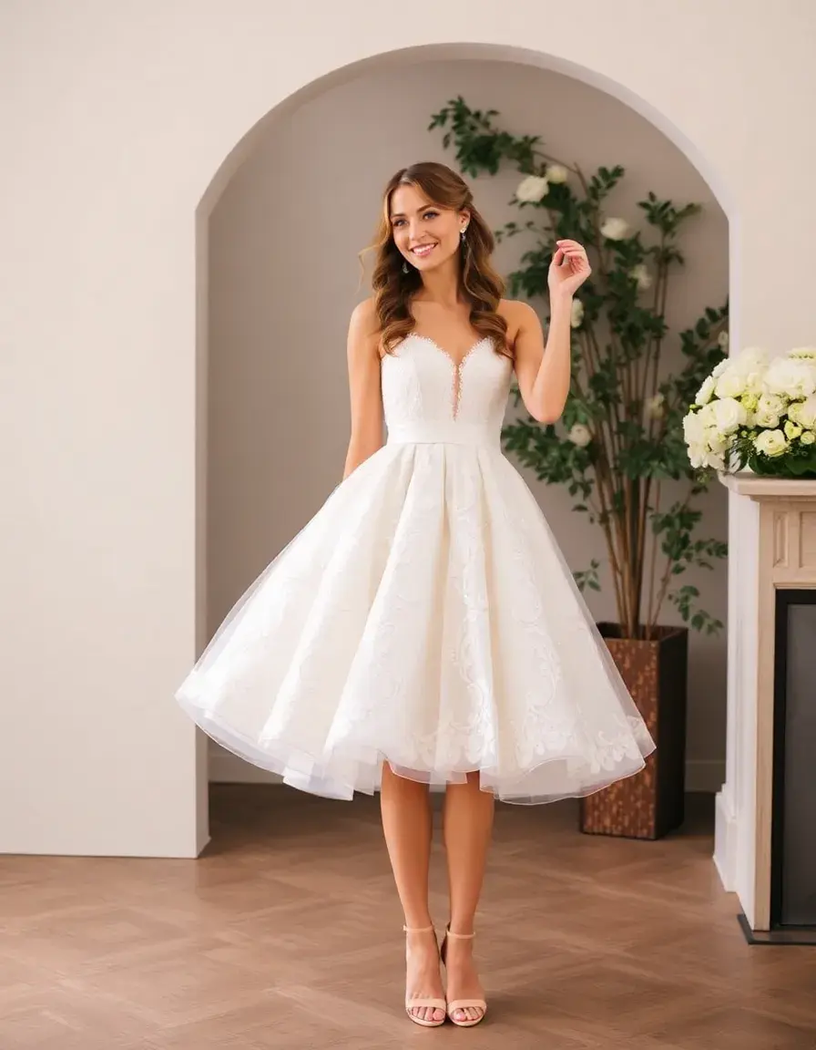 Robe court mariage coupe trapèze fun