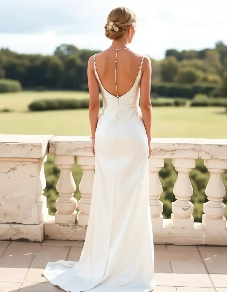 Robe court mariage satin minimaliste