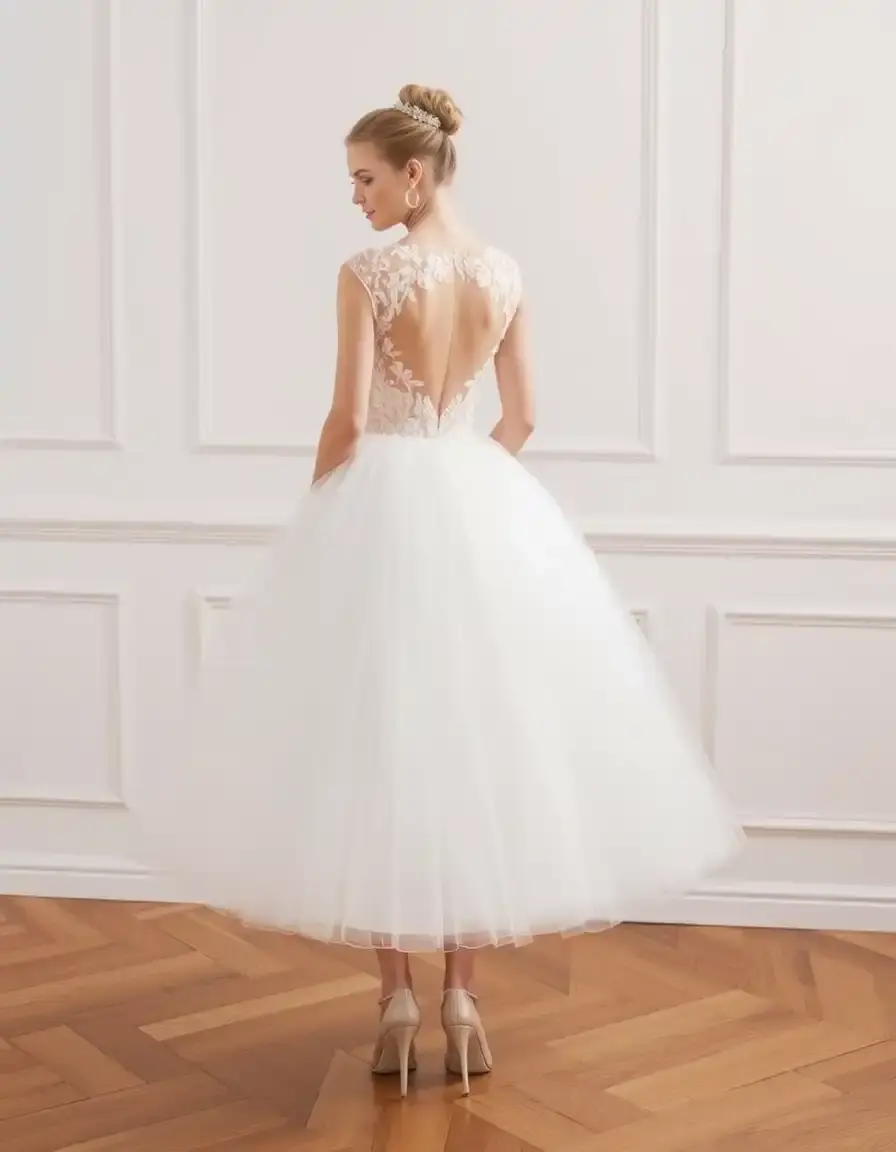 Robe court mariage en tulle volumineuse