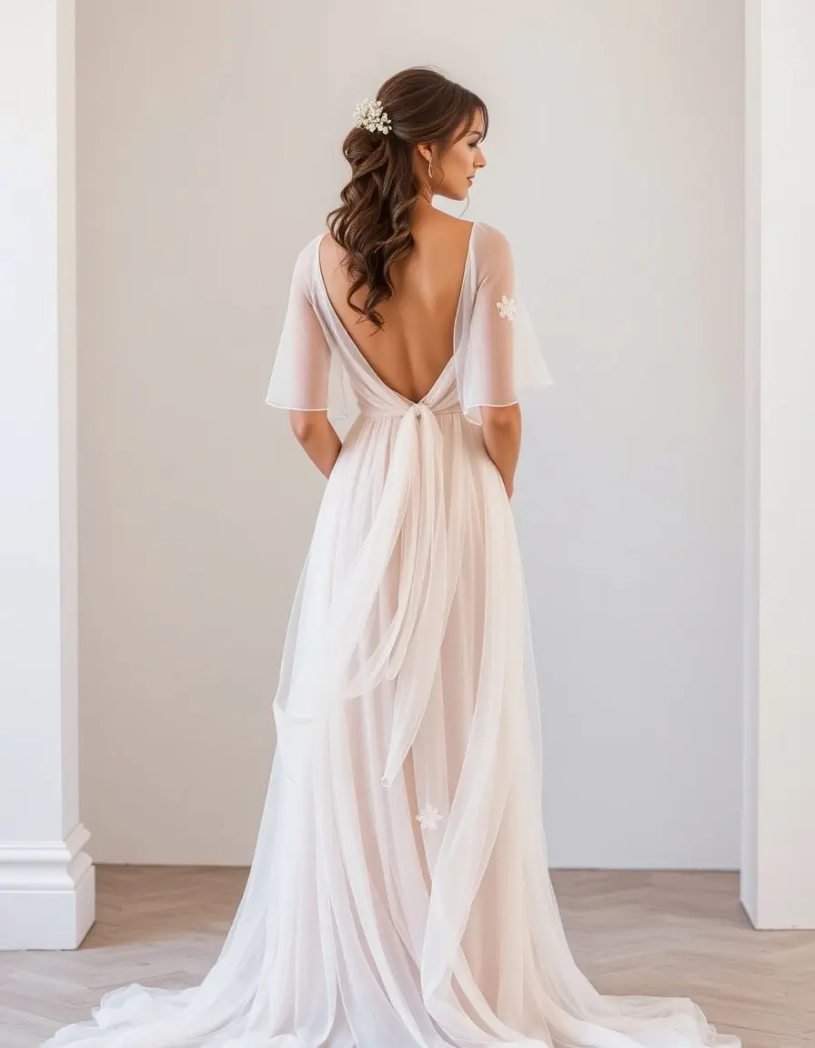 Chiffon Marriage Ceremony Dress flowy and light