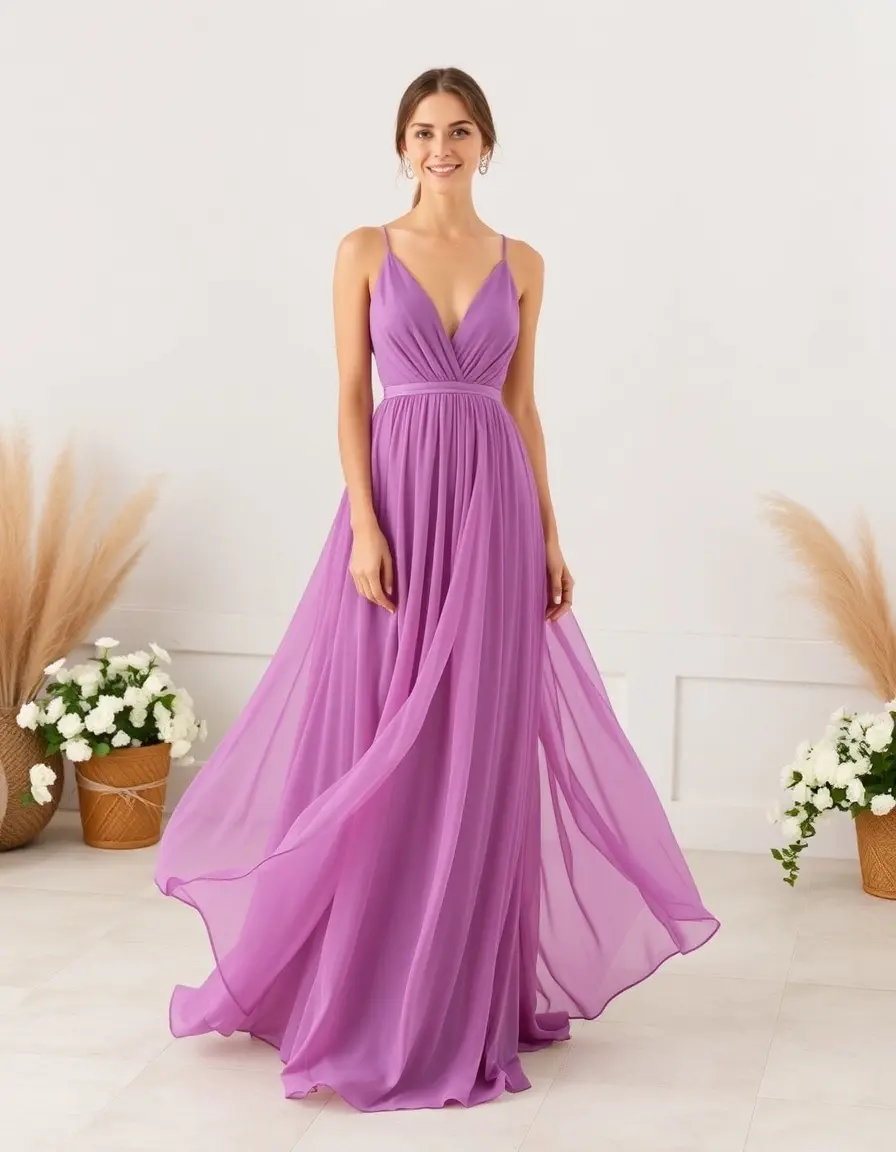 Robe longue en mousseline vaporeuse