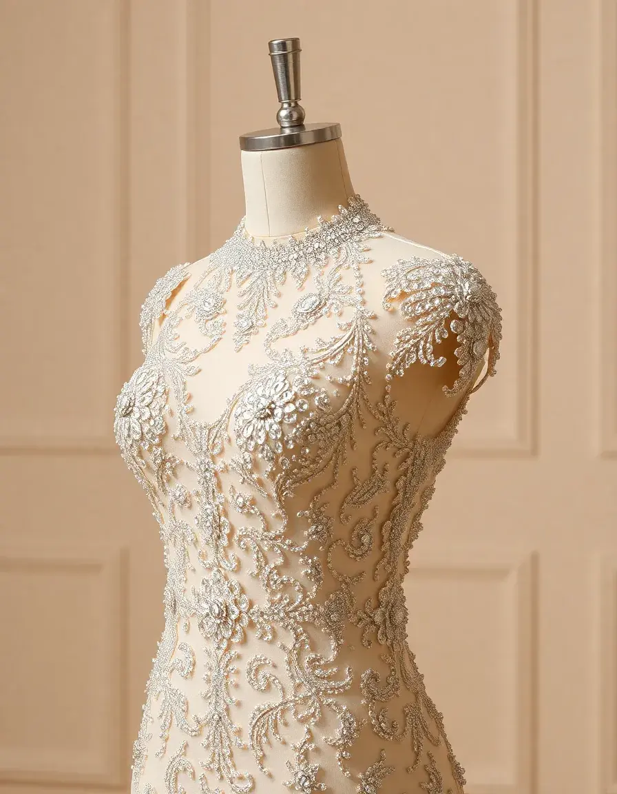Robe de cérémonie avec perles et broderies