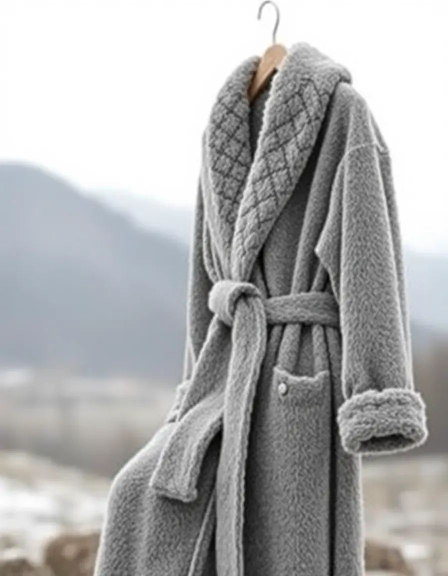 Robe de chambre grise épaisse et douce