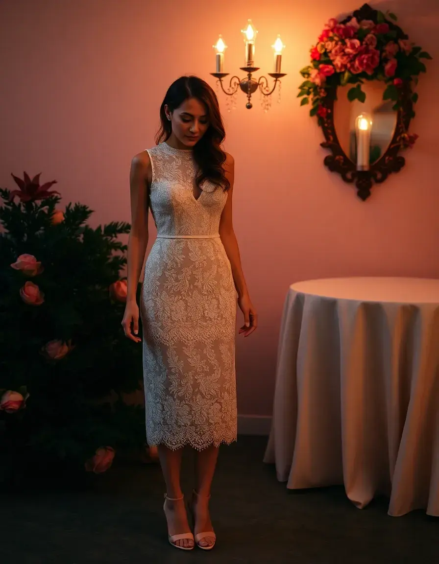 Robe de cocktail en dentelle romantique